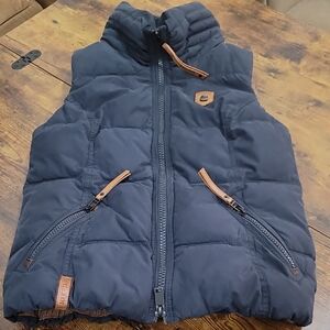 Naketano Black Puffer Vest with Tan Accents